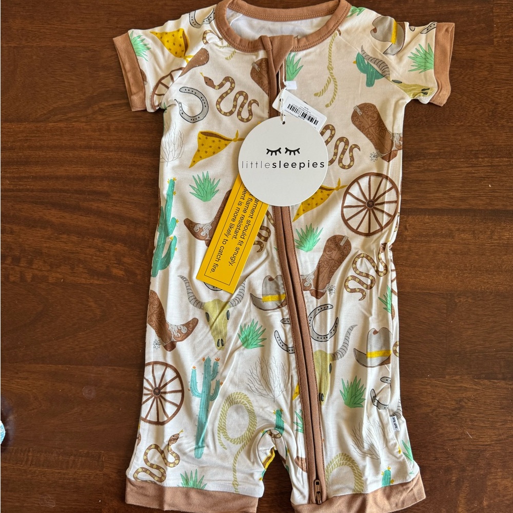Little Sleepies Ready to Rodeo Zippie Shortie Caramel